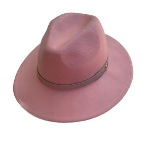Free People Wythe Leather Band Felt Pink Hat Peony
